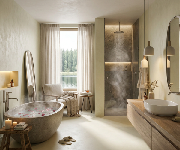 traumbad mit seele wanne dusche kalkputz